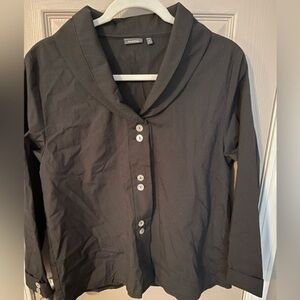 Amélline double collar pin striped lightweight shacket.